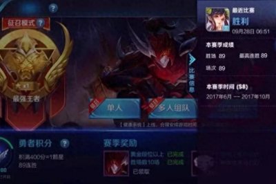 ​王者荣耀：最冷酷的大神玩家，89场连胜上王者，拥有4个国服称号