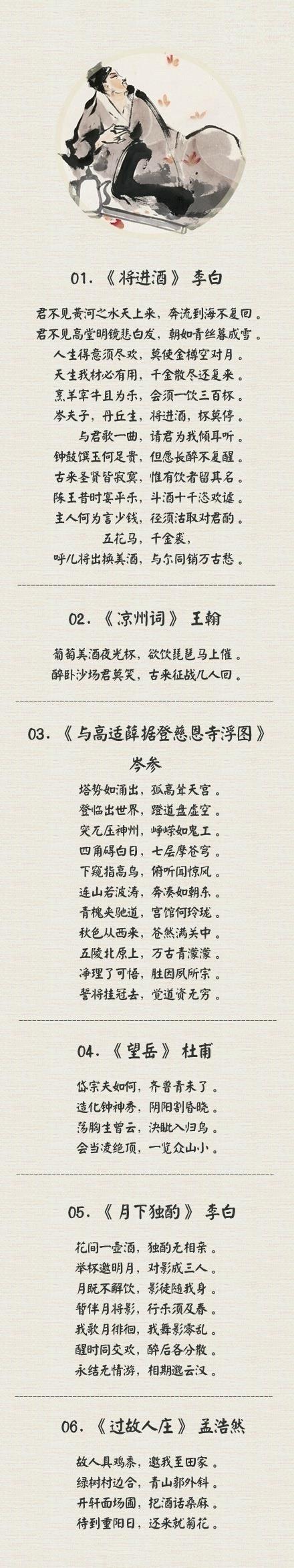 ​50首你应该熟读的中华诗词经典，你会几首