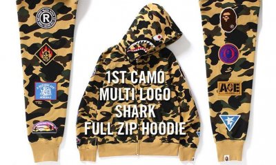 ​A BATHING APE即将发售特别版 1ST CAMO 鲨鱼头卫衣