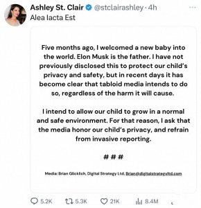 ​马斯克又当爹！与小27岁女作家生下一孩子，已是13个孩子的父亲