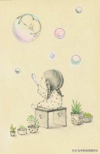 ​一支铅笔就能画的可爱女生小插画