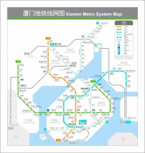 ​厦门地铁线网图已标识地铁三号线与四号线